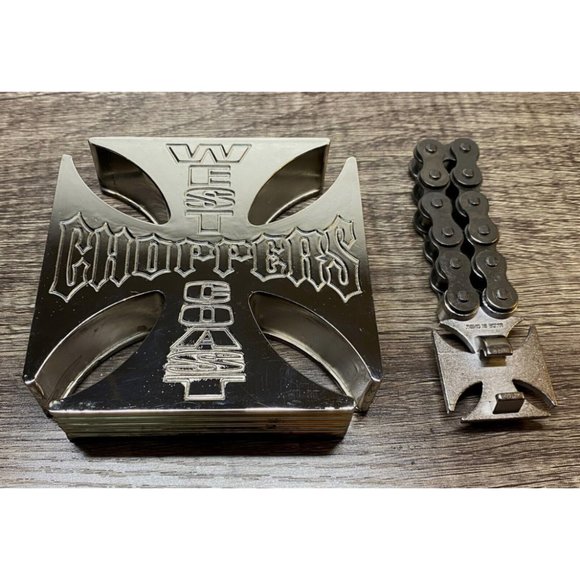 West Coast Choppers Cross Logo Ashtray, Motorcycle Opener, Free Chips NEW IN BOX - Picture 10 of 13